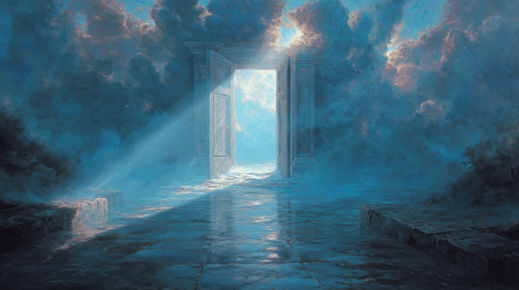 door opening, being of lights entering